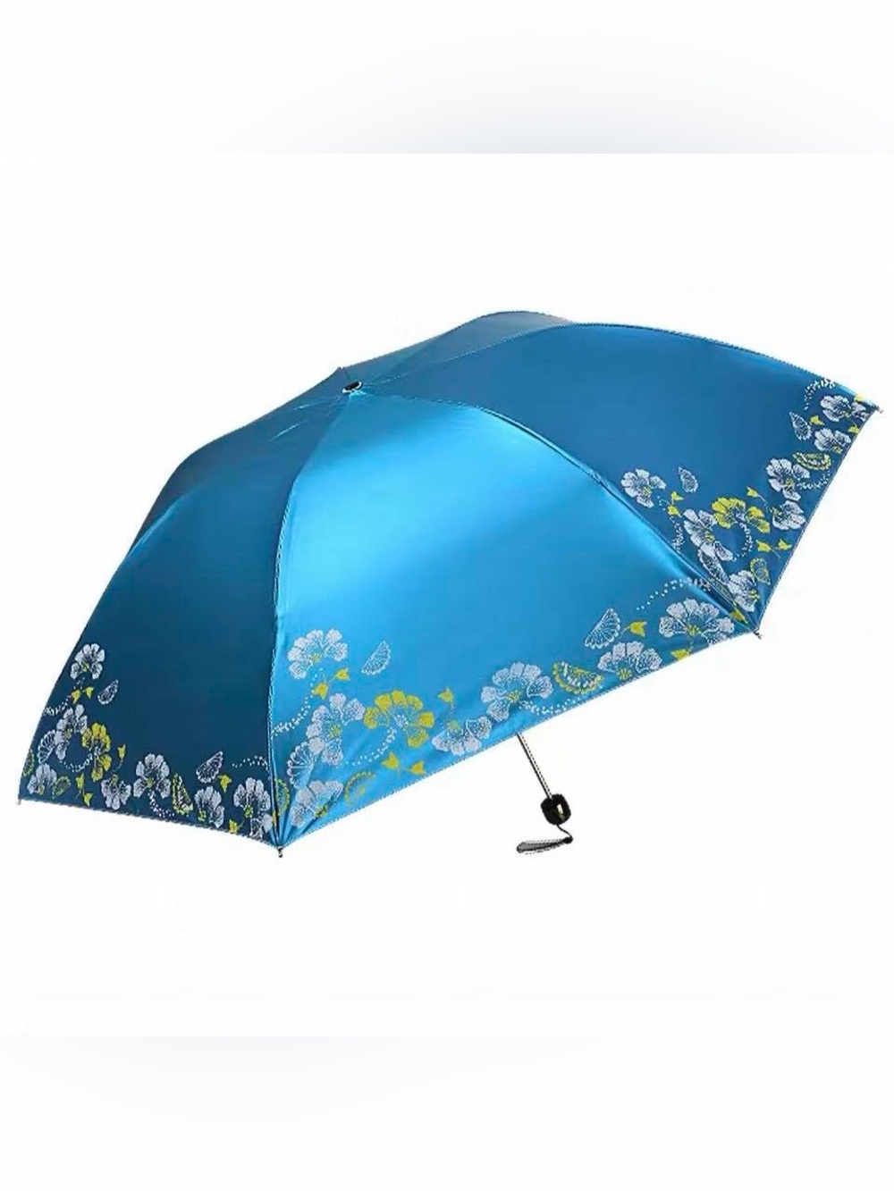Blue Floral Compact UV protection Women's Umbrella
